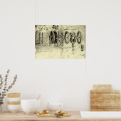 Technische schets van een wiel door Leonardo da Vi Poster (Keuken)