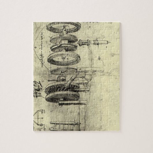 Technische schets van een wiel van Leonardo da Vin Legpuzzel (Verticaal)