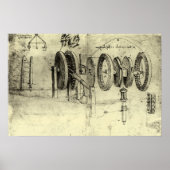 Technische schets van een wiel van Leonardo da Vin Poster (Voorkant)