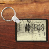 Technische schets van een wiel van Leonardo da Vin Sleutelhanger (Achterkant)