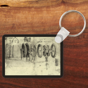 Technische schets van een wiel van Leonardo da Vin Sleutelhanger