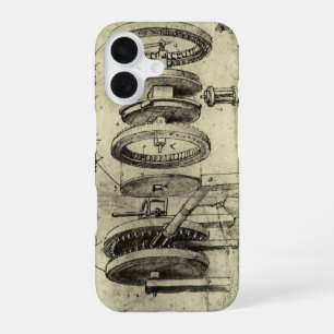 Technische schets van Leonardo da Vinci van een wi iPhone 16 Hoesje