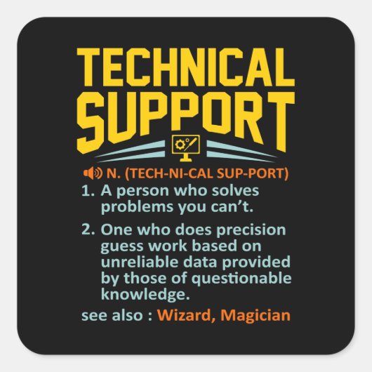 Technische support - definitie IT-computer Vierkante Sticker (Voorkant)