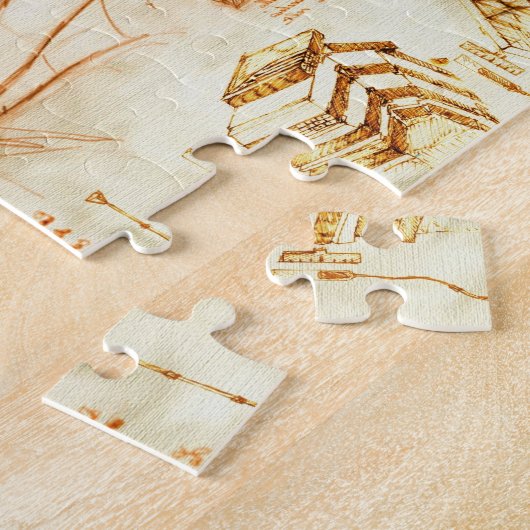 Technische tekening en schetsen door Leonardo Da V Legpuzzel (Zijkant)