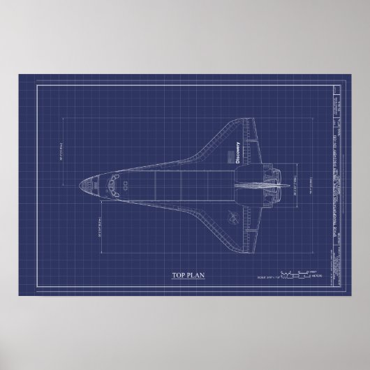 Technische tekening van  Space Shuttle Poster (Voorkant)