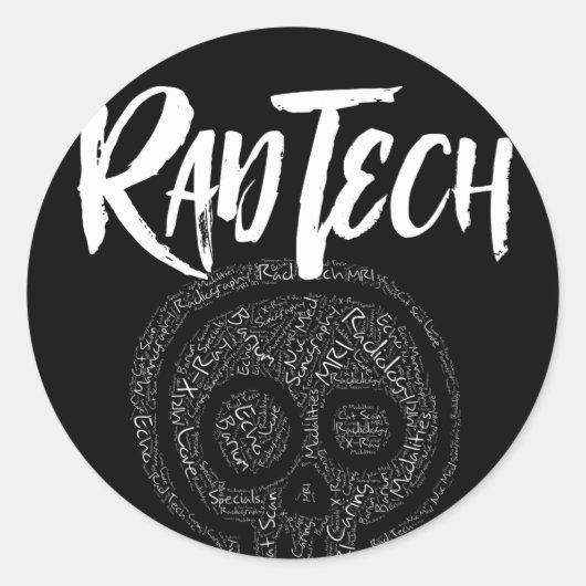 Technische termen radiologie in schedel Rad Tech Ronde Sticker (Voorkant)