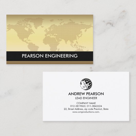 Technische Wereldkaart van technici Visitekaartje (Voorkant / Achterkant)