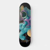 Techno Astronaut Illustration Persoonlijk Skateboard (Voorkant)