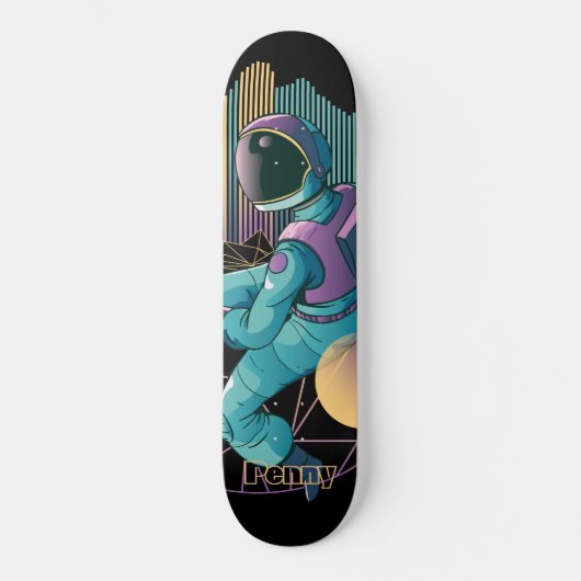 Techno Astronaut Illustration Persoonlijk Skateboard (Voorkant)