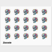 Techno-Bloom schedel Ronde Sticker (Vel)