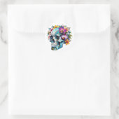 Techno-Bloom schedel Ronde Sticker (Tas)