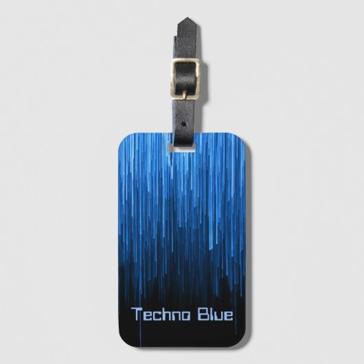 Techno Blue High-tech Cyberspace Gepersonaliseerd Bagagelabel (Voorkant (verticaal))