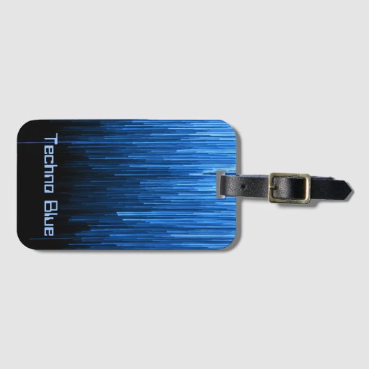 Techno Blue High-tech Cyberspace Gepersonaliseerd Bagagelabel (Voorkant (horizontaal))