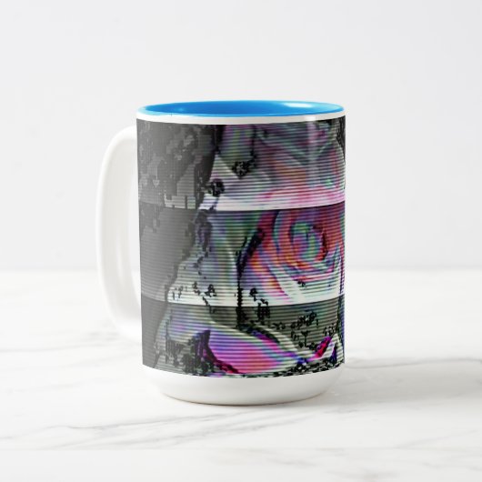Techno Boeket Tweekleurige Koffiemok (Voorkant links)