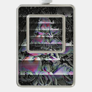 Techno Bouquet kerstsierent Verzilverd Omlijst Ornament