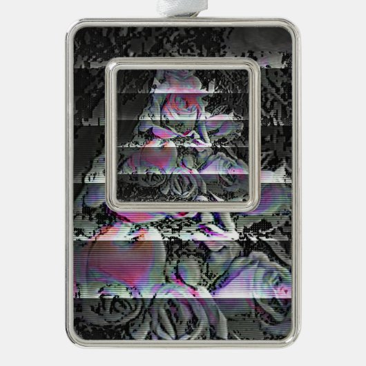 Techno Bouquet kerstsierent Verzilverd Omlijst Ornament (Voorkant)