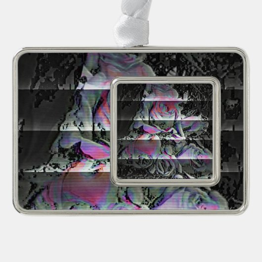 Techno Bouquet Verzilverd Omlijst Ornament (Voorkant)