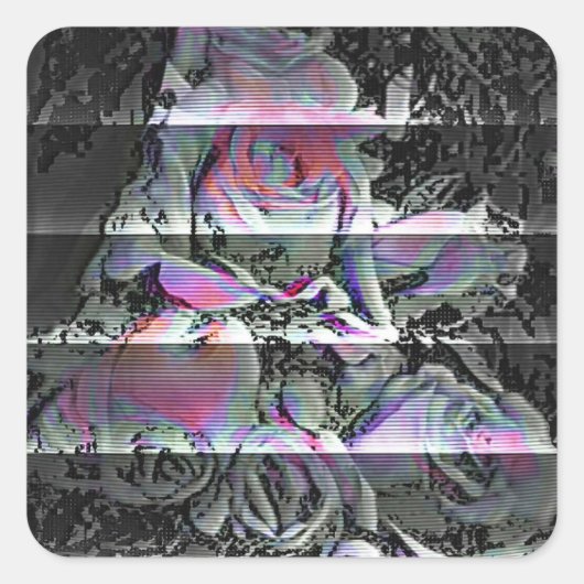 Techno Bouquet Vierkante Sticker (Voorkant)