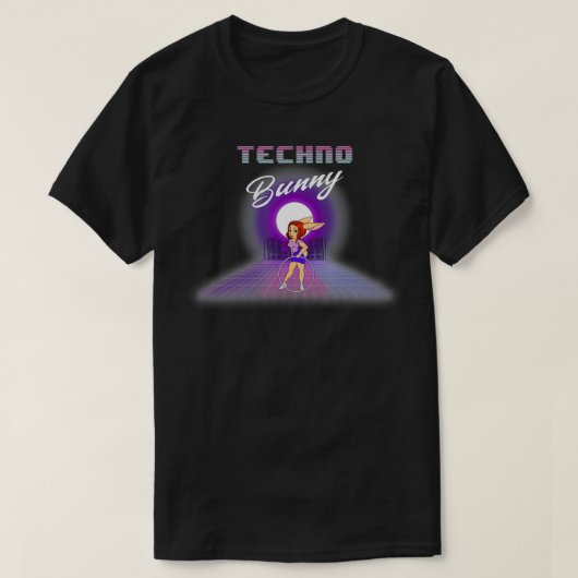 Techno Bunny Hula Hoop 80s Throwback T-shirt (Design voorkant)
