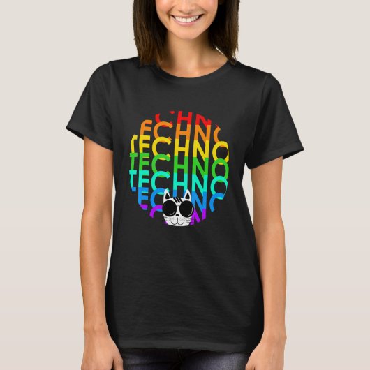 Techno Cat Dub Step Electro Muziek Synthesizer T-shirt (Voorkant)