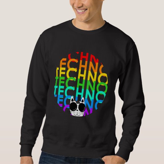 Techno Cat Dub Step Electro Muziek Synthesizer Trui (Voorkant)