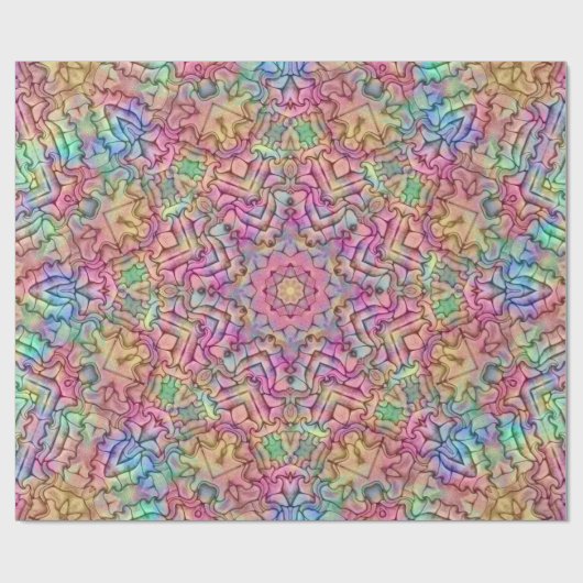 Techno Color Fractal Kaleidoscope Cadeaupapier (Vlak)