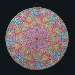 Techno Color  Fractal Kaleidoscope Dartbord<br><div class="desc">Maak de kunsttijd koeler met een kleurrijke,  schimmelige,  groovy metal cage dartboard!</div>