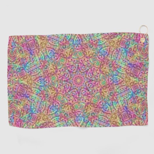 Techno Color  Fractal Kaleidoscope Golfhanddoek (Horizontaal)