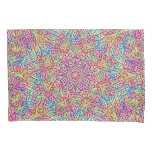 Techno Color Fractal Kaleidoscope Kussensloop (Voorkant)