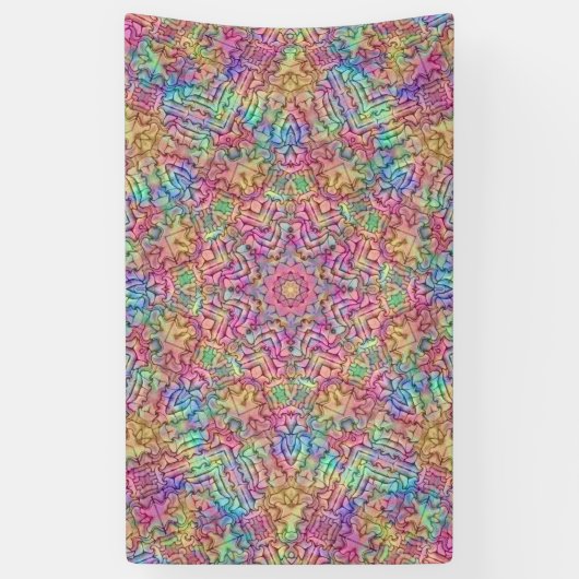 Techno Color  Fractal Kaleidoscope Spandoek (Verticaal)