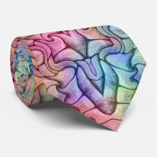 Techno Color  Fractal Kaleidoscope Stropdas (Opgerold)