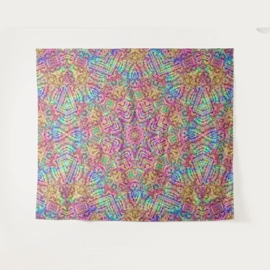 Techno Color Fractal Kaleidoscope Wandkleed (Voorkant (horizontaal))