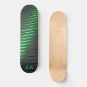 Techno Cyber Green Stripes Black Persoonlijk Skateboard (Voorkant)
