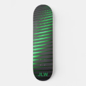 Techno Cyber Green Stripes Black Persoonlijk Skateboard (Voorkant)