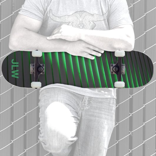 Techno Cyber Green Stripes Black Persoonlijk Skateboard