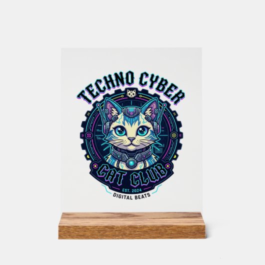 Techno Cyber Kat Grappige Kat Liefhebber Design - Acryl Bord (Voorkant)
