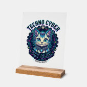 Techno Cyber Kat Grappige Kat Liefhebber Design - Acryl Bord (Hoek)