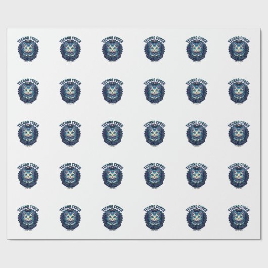 Techno Cyber Kat Grappige Kat Liefhebber Design - Cadeaupapier (Vlak)