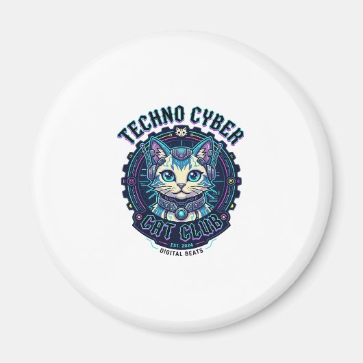Techno Cyber Kat Grappige Kat Liefhebber Design -  Magneet (Voorkant)