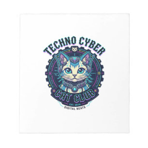 Techno Cyber Kat Grappige Kat Liefhebber Design - Notitieblok