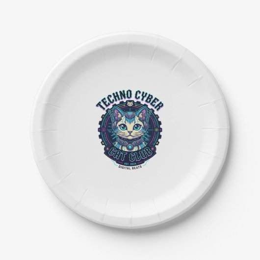 Techno Cyber Kat Grappige Kat Liefhebber Design - Papieren Bordje (Voorkant)