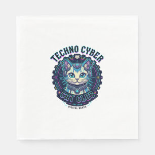 Techno Cyber Kat Grappige Kat Liefhebber Design -  Servet