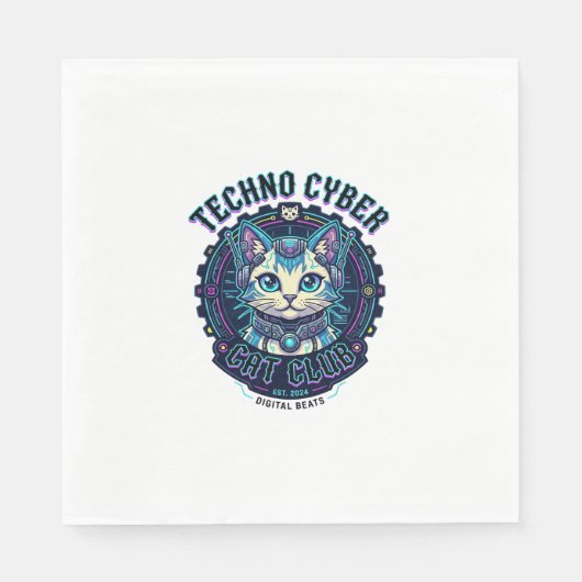 Techno Cyber Kat Grappige Kat Liefhebber Design -  Servet (Voorkant)