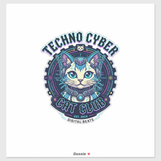 Techno Cyber Kat Grappige Kat Liefhebber Design - Sticker (Vel)