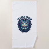 Techno Cyber Kat Grappige Kat Liefhebber Design -  Strandlaken (Voorkant)