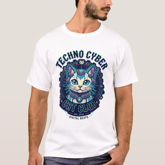 Techno Cyber Kat Grappige Kat Liefhebber Design - T-shirt (Voorkant)