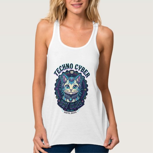 Techno Cyber Kat Grappige Kat Liefhebber Design -  Tanktop (Voorkant)