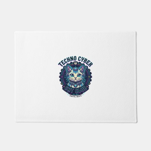 Techno Cyber Kat Grappige Kat Liefhebber Ontwerp - Deurmat (Voorkant)