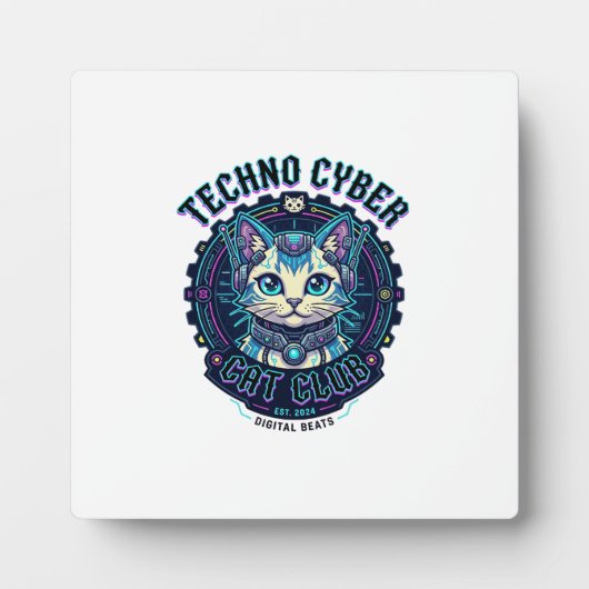 Techno Cyber Kat Grappige Kat Liefhebber Ontwerp - Fotoplaat (Voorkant)