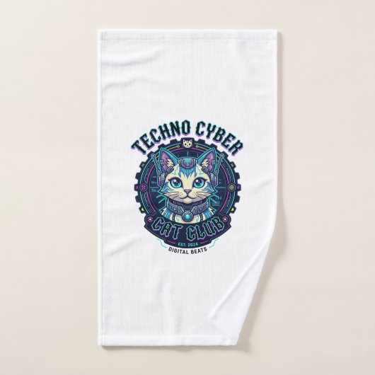 Techno Cyber Kat Grappige Kat Liefhebber Ontwerp - Handdoek (Handdoek)